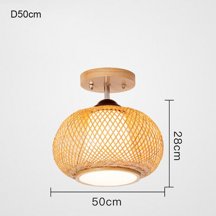 Plafonnier Boule Rotin 50 Cm