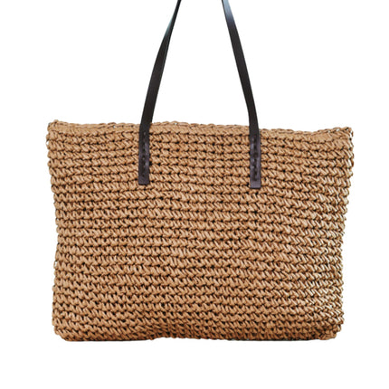 Grand Sac De Plage En Osier Brun Clair