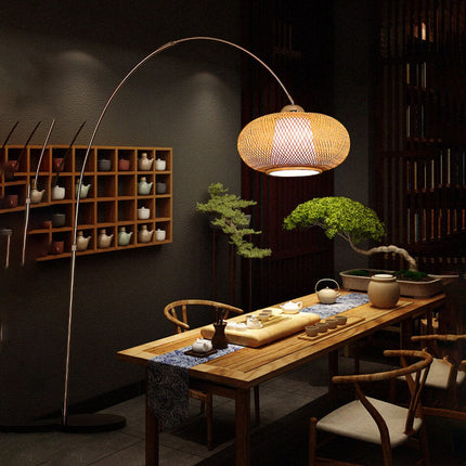 Lampadaire Arc En Rotin Lampadaires