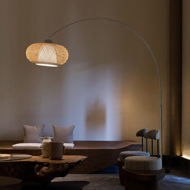 Lampadaire Arc En Rotin Lampadaires