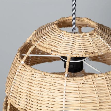 Abat-Jour Rotin Ovale Noir Et Blanc Suspensions