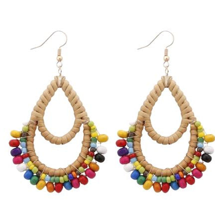 Boucles Doreilles En Osier Multicolore