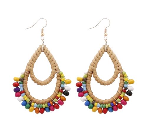 Boucles Doreilles En Osier Multicolore