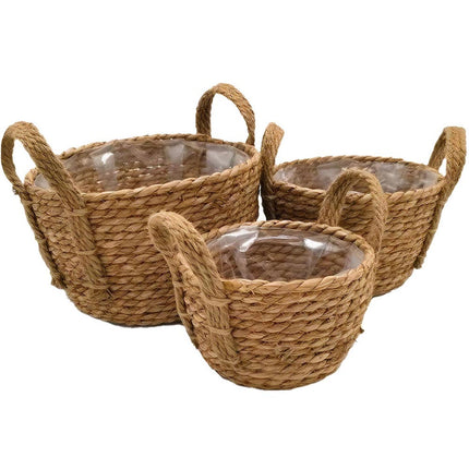 Cache Pot Osier & Fibre De Paille Tressée