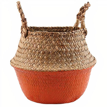 Cache Pot Osier Orange Petit Format (22 Cm X 20 Cm)