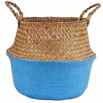 Cache Pot Osier Bleu Petit Format (22 Cm X 20 Cm)