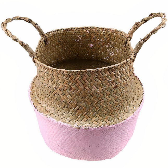 Cache Pot Osier Rose Petit Format (22 Cm X 20 Cm)