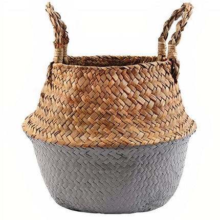 Cache Pot Osier Gris Petit Format (22 Cm X 20 Cm)