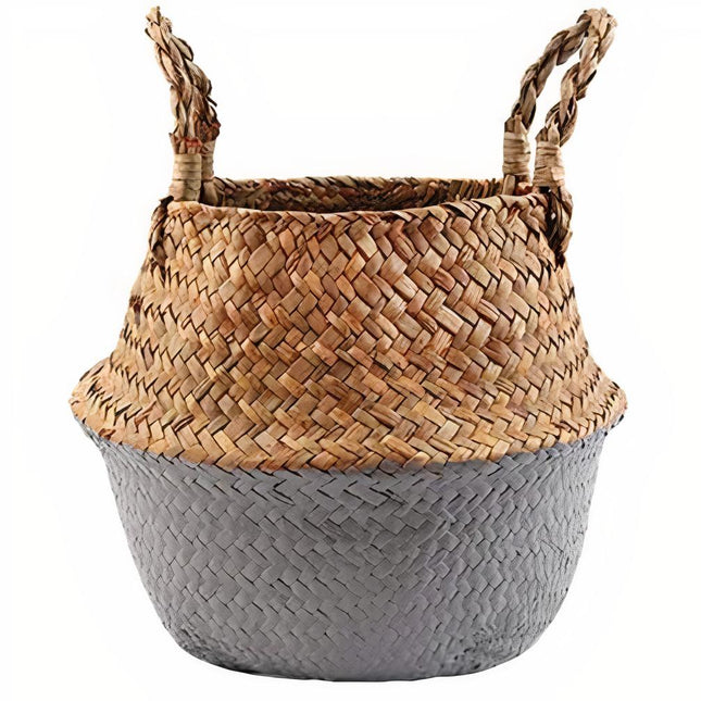 Cache Pot Osier Gris Petit Format (22 Cm X 20 Cm)