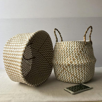 Cache Pot Osier Tressé Bi-Ton