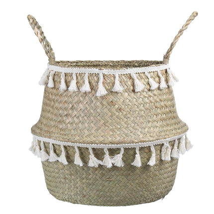 Cache Pot Osier Et Pompons Tout Petit Format (16 Cm X 13 Cm)