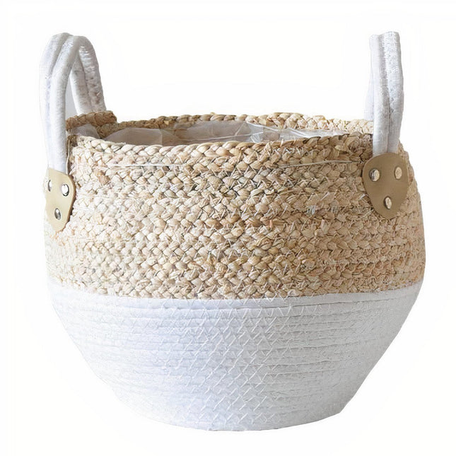 Cache Pot Osier Tissé Petit Format (23 Cm X 23 Cm)
