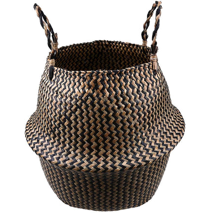 Cache Pot Osier Tressé Noir Petit Format (22 Cm X 20 Cm)