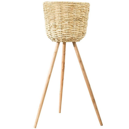 Cache Pot Osier Pieds En Bois Grand Format (26 Cm X 69 Cm)