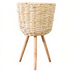 Cache Pot Osier Pieds En Bois Petit Format (26 Cm X 44 Cm)