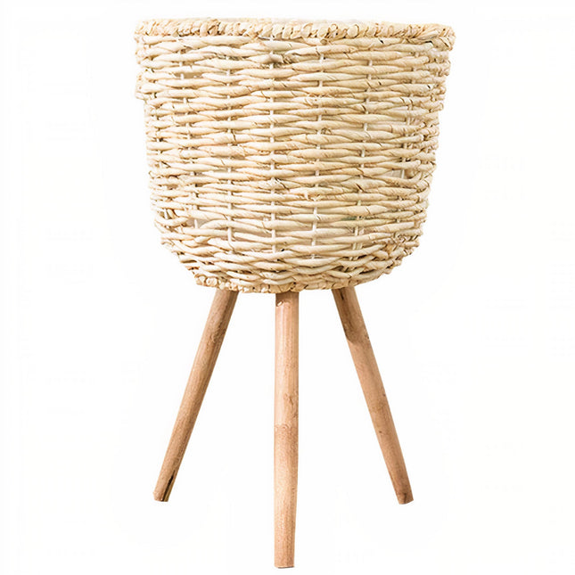 Cache Pot Osier Pieds En Bois Petit Format (26 Cm X 44 Cm)