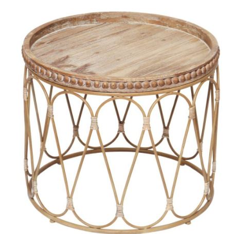 Table Basse Bois Et Osier Petite