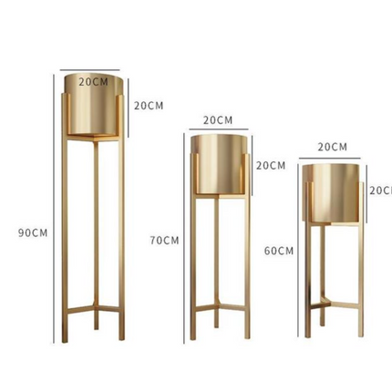 Cache Pot Sur Pied Doré 3 X Pot