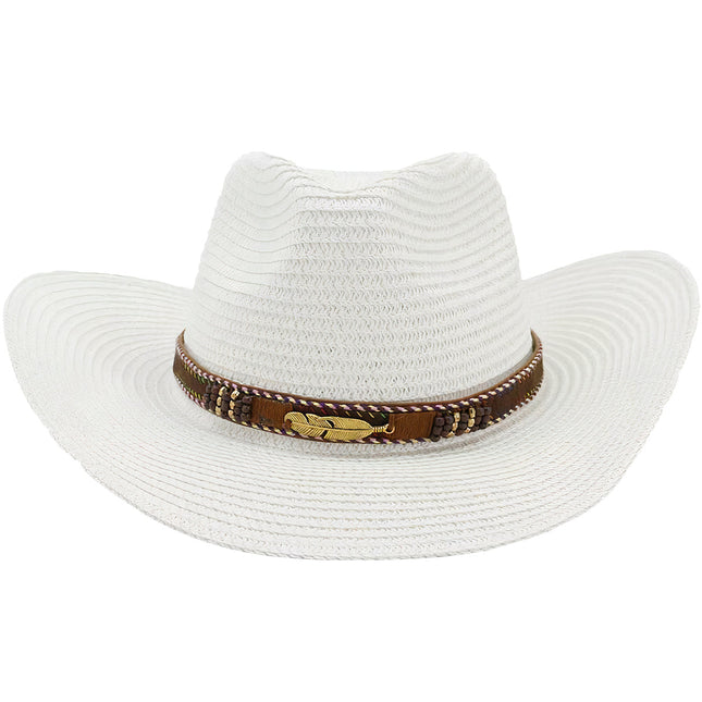 Chapeau De Paille Perles Et Plume