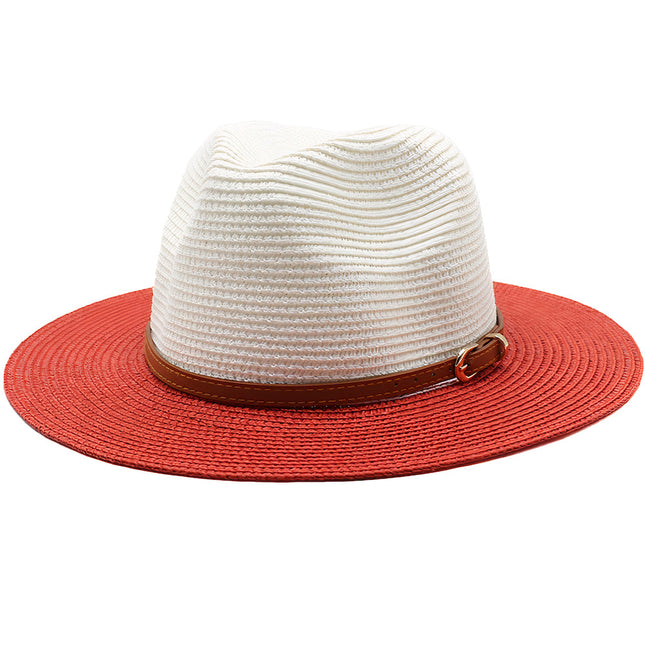 Chapeau De Paille Blanc Et Rouge Femme
