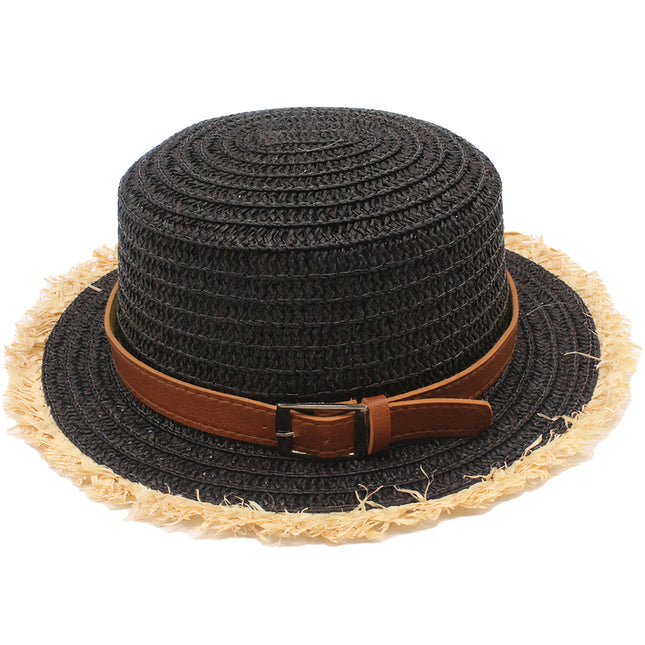 Chapeau De Paille Noir Été Femme M (56-58 Cm) *Taille Internationale