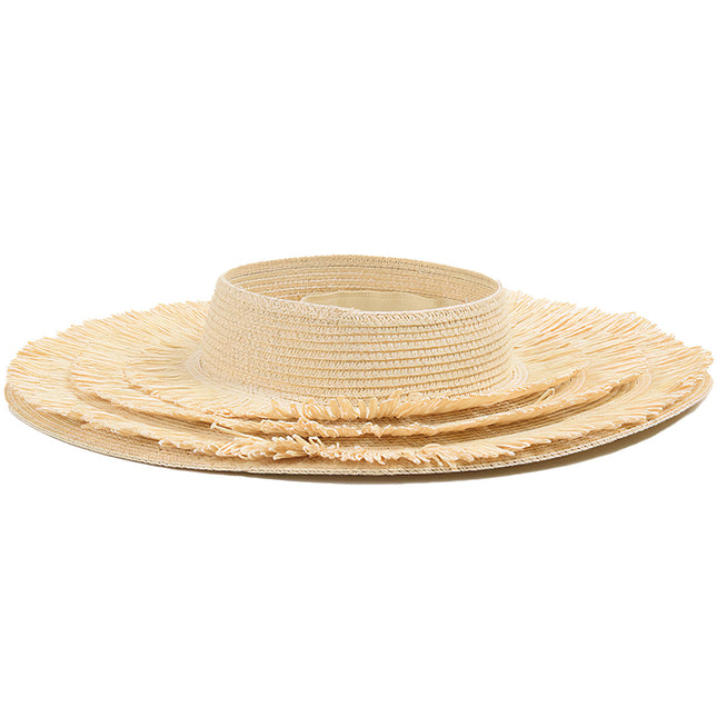 Chapeau De Paille Ouvert Pour Femme