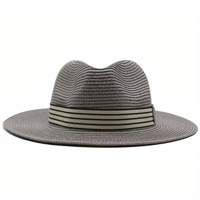 Chapeau De Paille Ruban Gris