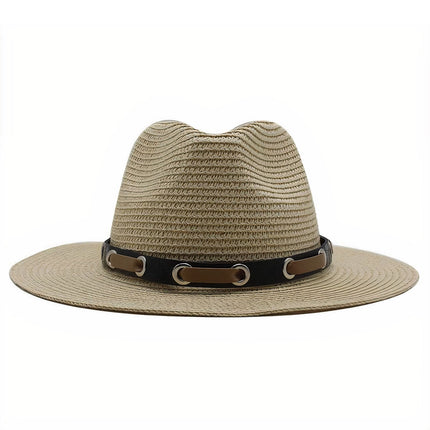 Chapeau De Paille Panama Lanière En Cuir