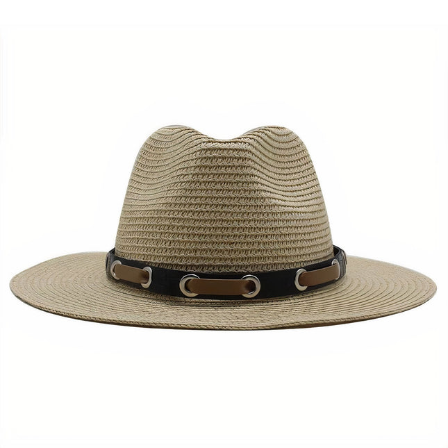 Chapeau De Paille Panama Lanière En Cuir