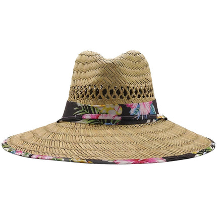 Chapeau De Paille Avec Fleurs Tropique Femme