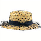 Chapeau De Paille Avec Voile Femme