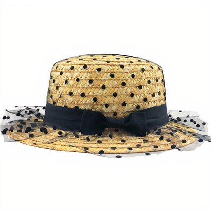 Chapeau De Paille Avec Voile Femme