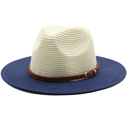 Chapeau De Paille Bleu Et Crème
