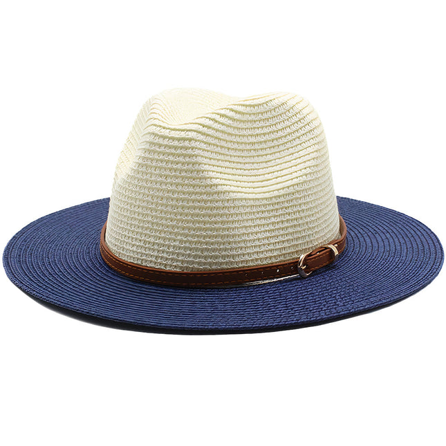 Chapeau De Paille Bleu Et Crème