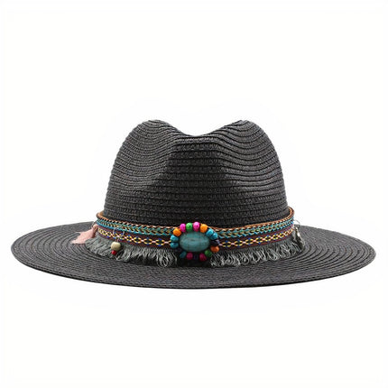 Chapeau De Paille Décoré Pour Femme