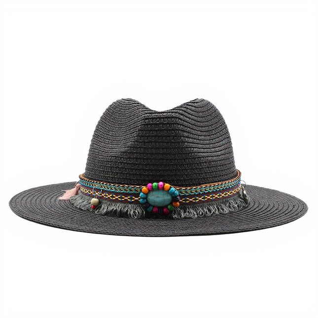 Chapeau De Paille Décoré Pour Femme