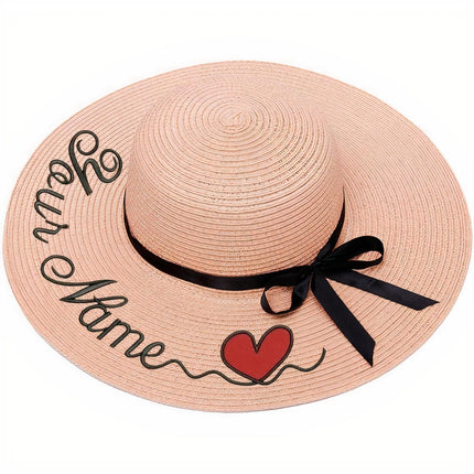 Chapeau De Paille Personnalisé Cur - Rose