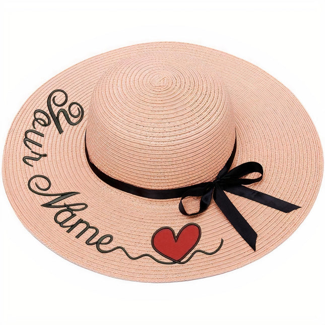 Chapeau De Paille Personnalisé Cur - Rose