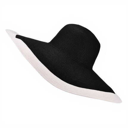 Chapeau De Paille Noir Et Blanc Femme
