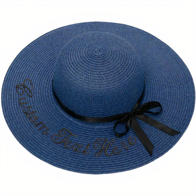Chapeau De Paille Personnalisé - Bleu
