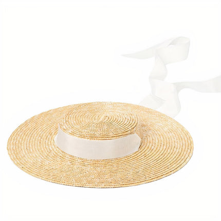 Chapeau De Paille Plat Femme