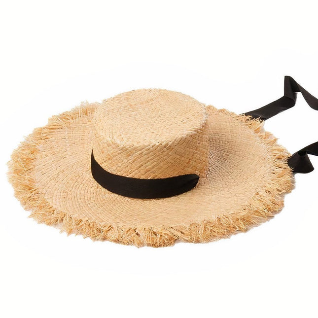 Chapeau De Paille Ruban Femme
