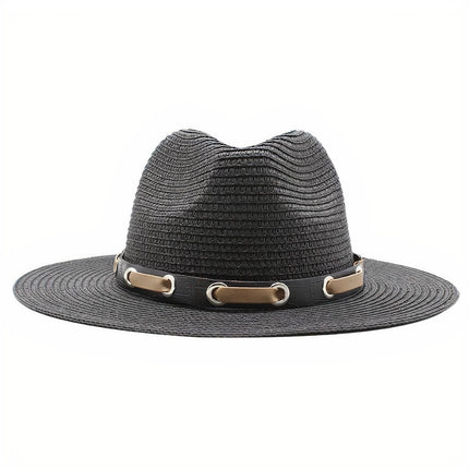 Chapeau De Paille Avec Bande Cuir