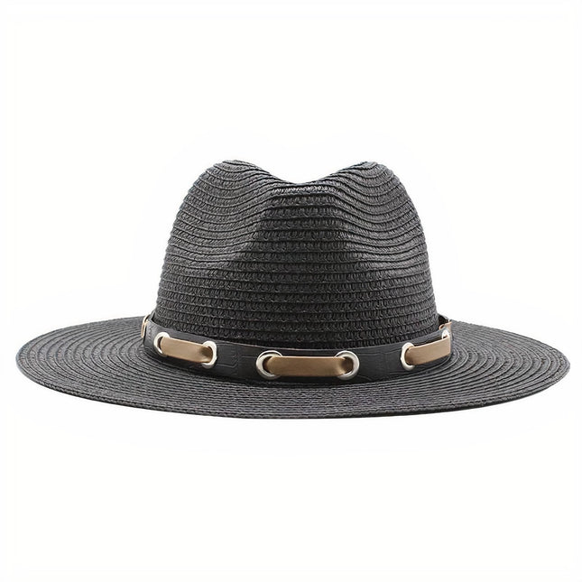 Chapeau De Paille Avec Bande Cuir