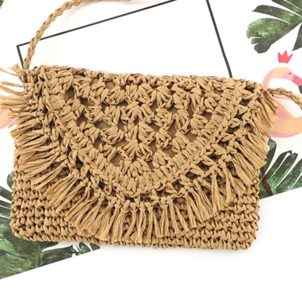 Grosse Pochette En Paille Marron Sac Paille