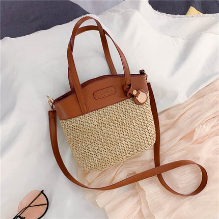 Sac En Paille Et Cuir Grand