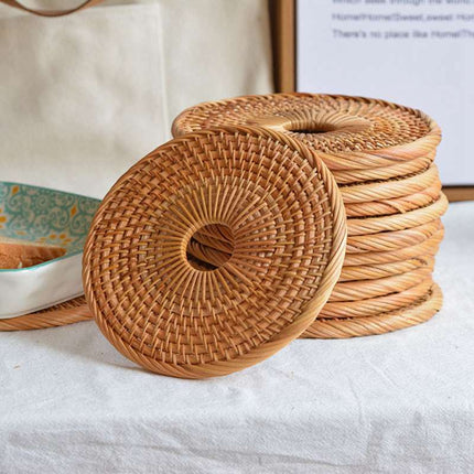Dessous De Plat Rond En Rotin Plat
