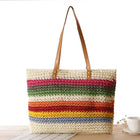 Sac De Plage Arc-En-Ciel Beige En Osier