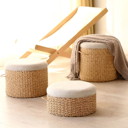 Pouf En Cordes Tressées Avec Coussin Poufs