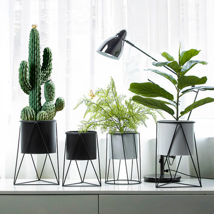 Cache Pot Sur Pied Noir Moderne